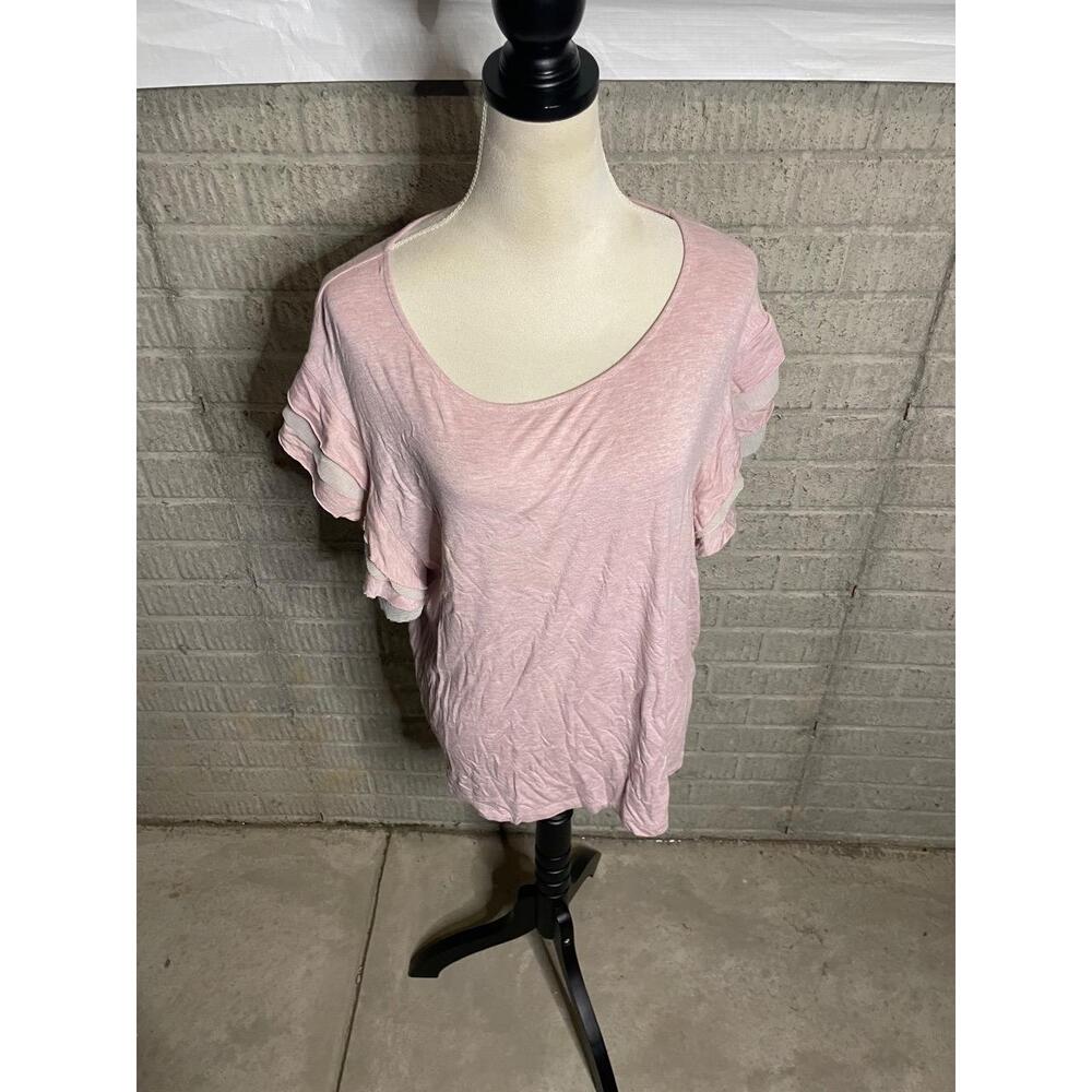 Jane And Delancey Light pink Flutter Sleeve Short‎ Sleeve Top Size Large